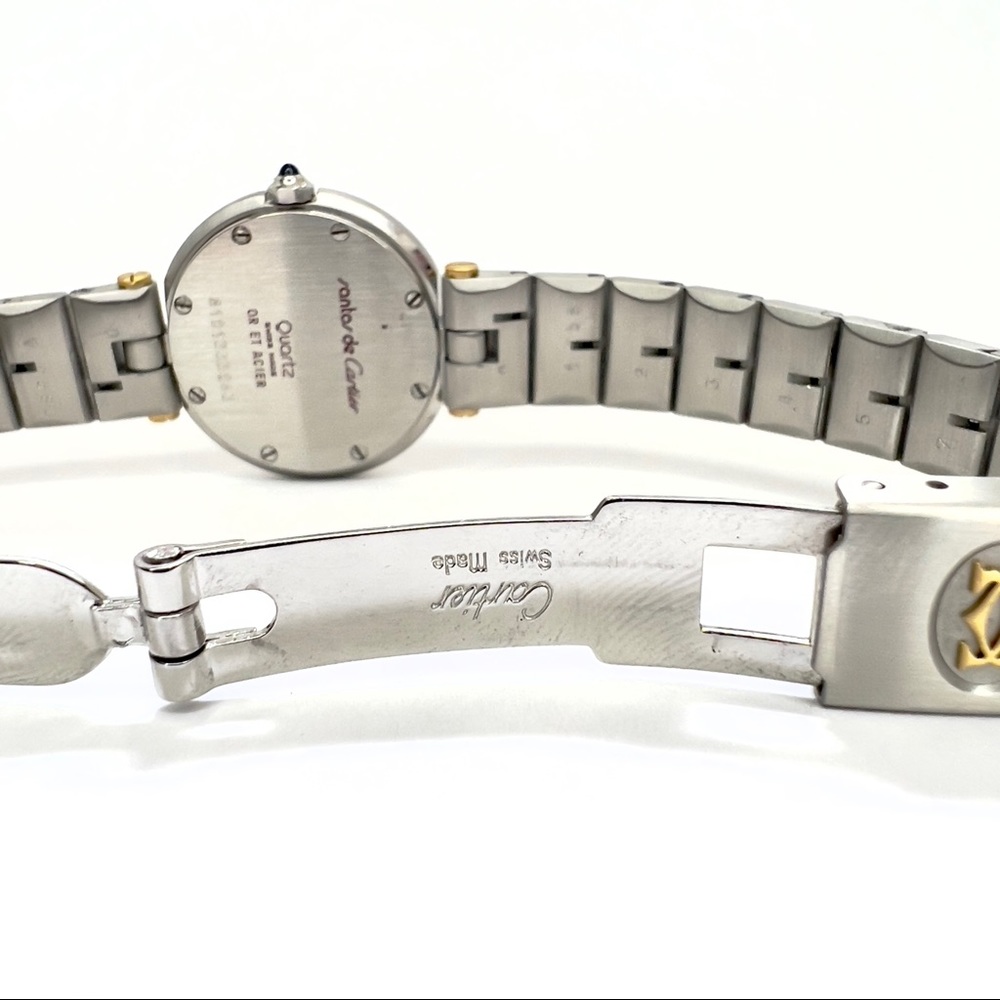 CARTIER SANTOS Ronde 27mm 2 Tone 0.40TCW DIAMOND Watch White Dial - Picture 7 of 8